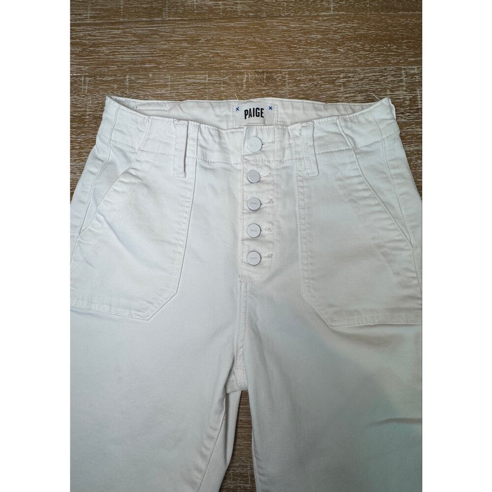 PAIGE High Rise Mayslie Jogger Jeans Crisp White Utility Pants 25 - Picture 4 of 11